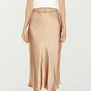 Silky Beige Midi Skirt